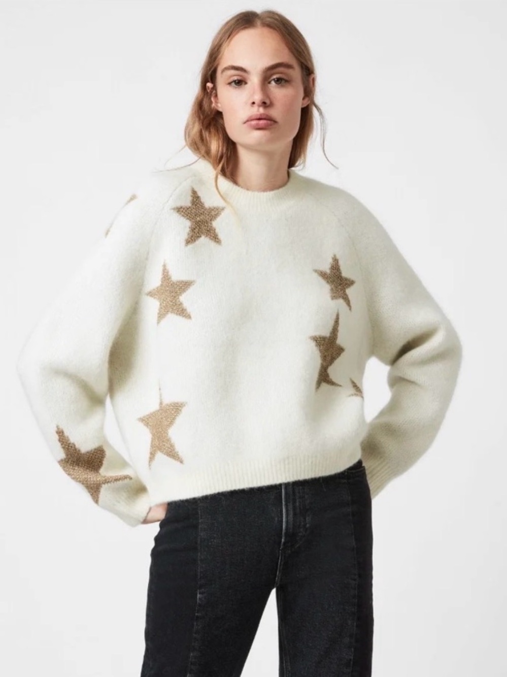 All Saints Star Knit Crewneck Sweater